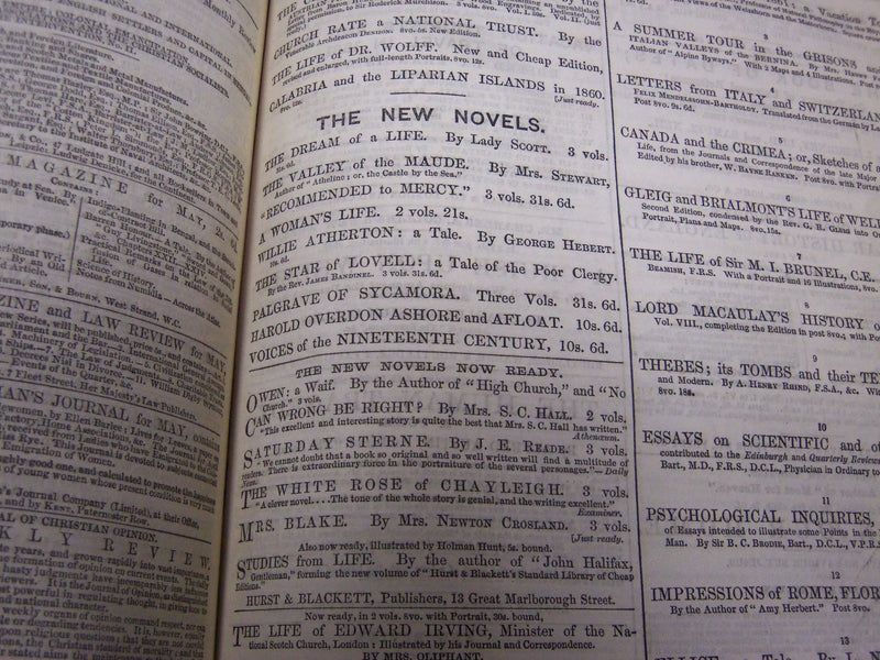 1862 SATURDAY REVIEW 2 BOUND VOLUMES - COMPLETE YR- PUBLISHED IN LONDON - R 1084