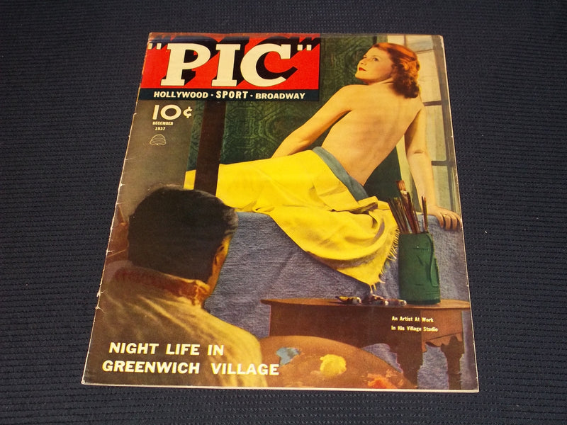 1937 DECEMBER PIC MAGAZINE - GREENWICH VILLAGE STUDIO GARBO BACK COVER - E 20540