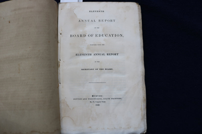 1848 MASSACHUSETTS BOARD OF EDUCATION ANNUARL REPORT SOFTCOVER BOOK - K 872