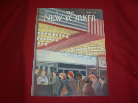1991 NOVEMBER 11 NEW YORKER MAGAZINE FRONT COVER ONLY - GREAT ART FOR FRAMING