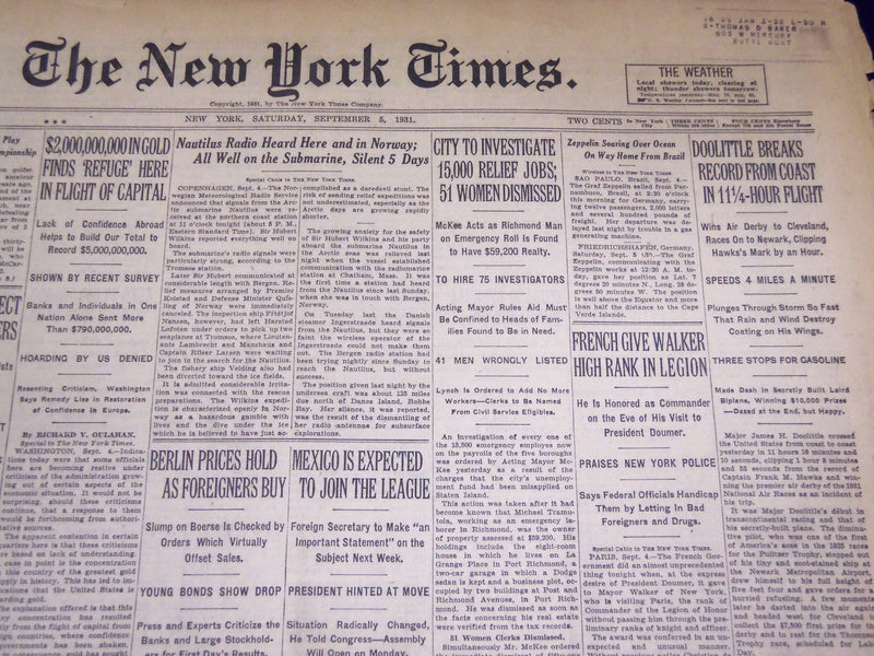 1931 SEPTEMBER 5 NEW YORK TIMES - DOOLITTLE BREAKS RECORD - NT 3950