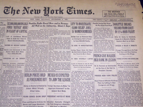 1931 SEPTEMBER 5 NEW YORK TIMES - DOOLITTLE BREAKS RECORD - NT 3950