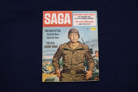 1960 MAY SAGA MAGAZINE - TWO-GUN PATTON COVER - E 11365