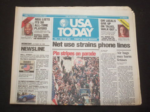 1996 OCTOBER 30 USA TODAY NEWSPAPER - INTERNET USE STRAINS PHONE LINES - NP 7833