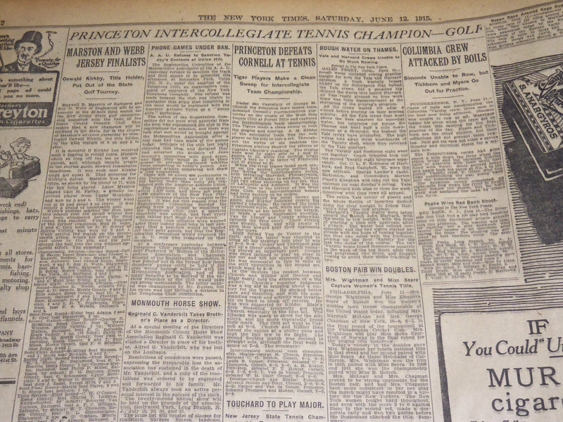 1915 JUNE 12 NEW YORK TIMES - NOTE SENT TO KAISER AT THE FRONT - NT 7700