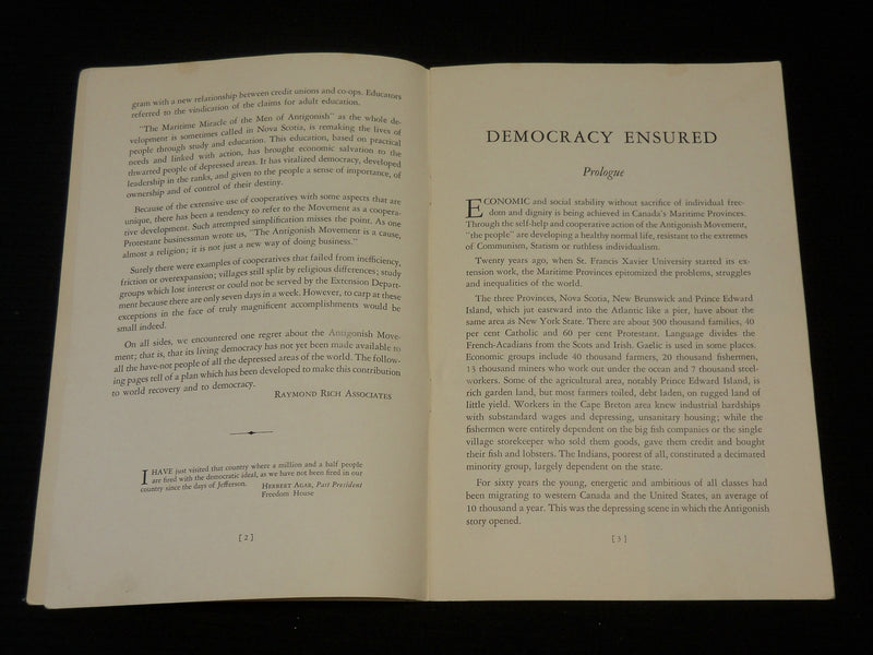 1949 DEMOCRACY ENSURED SOCIAL DRAMA CANADIAN MARITIMES SOFTCOVER BOOK - J 7061
