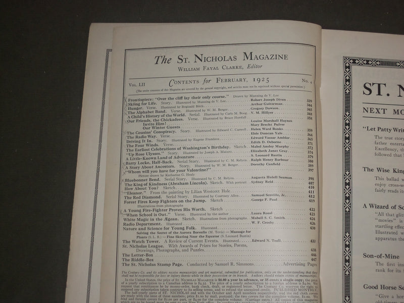 1925 FEBRUARY ST. NICHOLAS MAGAZINE - ILLUSTRATIONS, STORIES & ADS - B 4641