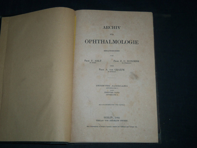 1864-1876 ARCHIV FUR OPHTHALMOLOGIE BOUND VOLUME LOT OF 11 - GERMAN - R 953