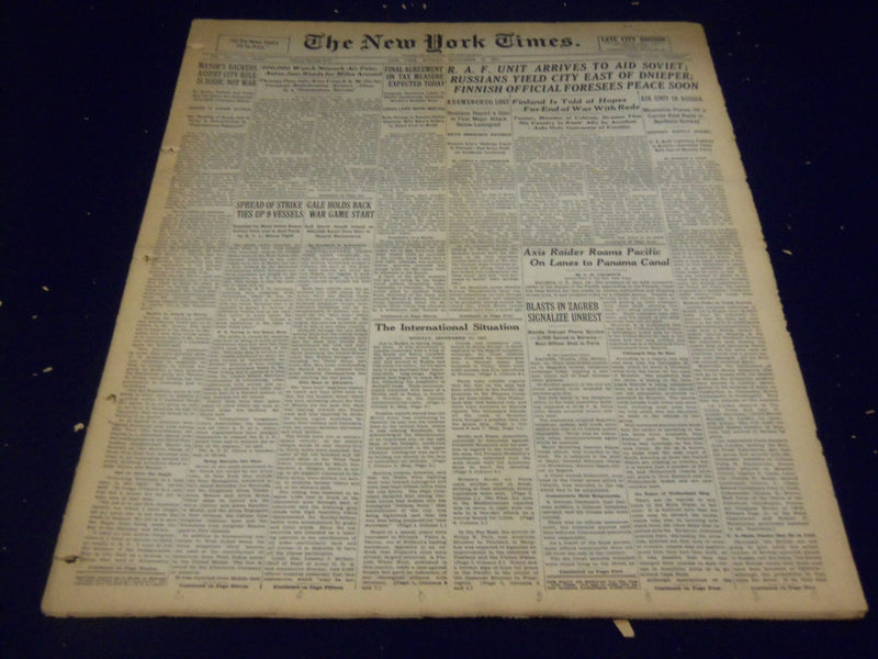 1941 SEPT 15 NEW YORK TIMES - RUSSIANS YIELD CITY EAST OF DNIEPER - NT 1471