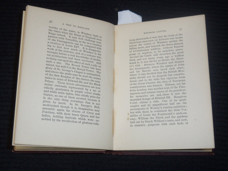 1895 A TRIP TO ENGLAND HARDCOVER BOOK BY GOLDWIN SMITH - K 2097