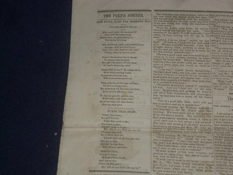 1849 JANUARY 6 MASSACHUSETTS PLOUGHMAN NEWSPAPER - QUINCY ADAMS - GOLD - NP 5159