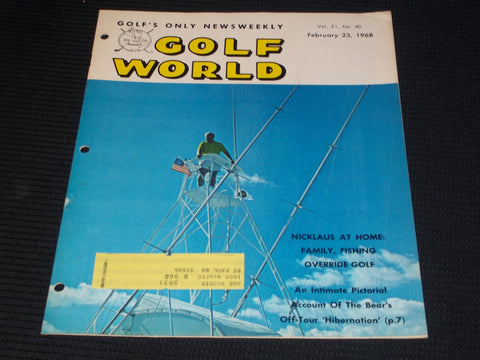 1968 FEBRUARY 23 GOLF WORLD MAGAZINE - NICKLAUS AT HOME FRONT COVER - E 7187