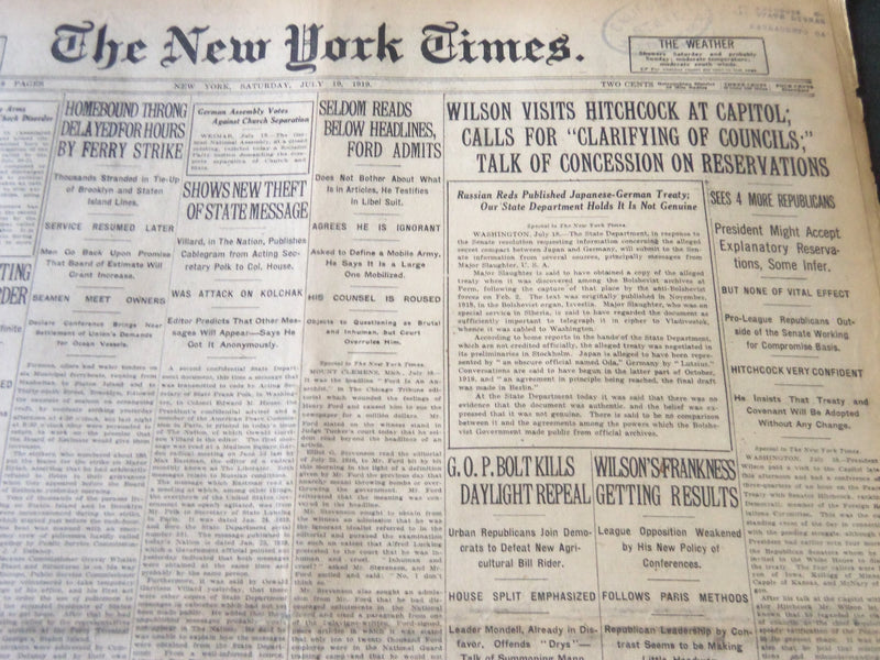 1919 JULY 19 NEW YORK TIMES - BABE RUTH'S HITS WIN GAME - NT 6229