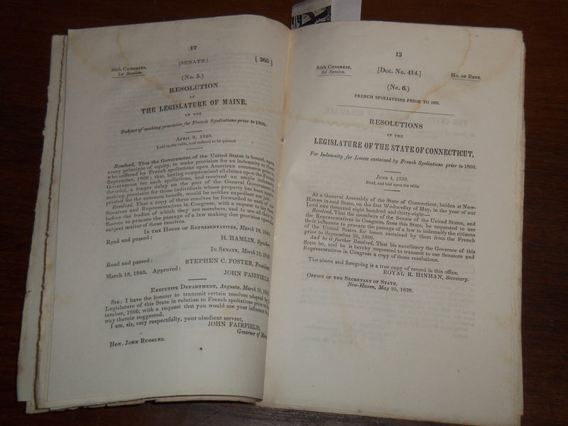 1843 ADDRESS OF CLAIMANTS INDEMNITY FOR SPOILATIONS BY THE FRENCH - K 1201