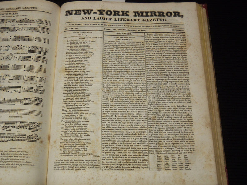 1828-1829 NEW YORK MIRROR AND LADIES GAZETTE BOUND VOLUME NO. 6 - KD 4675J