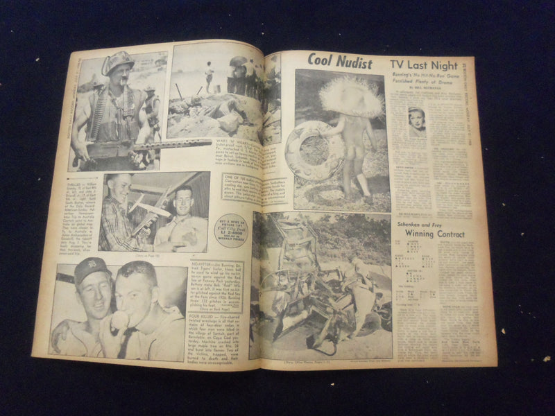 1958 JULY 21 BOSTON DAILY RECORD NEWSPAPER - HUB PAIR DIE ON MT. - NP 6361