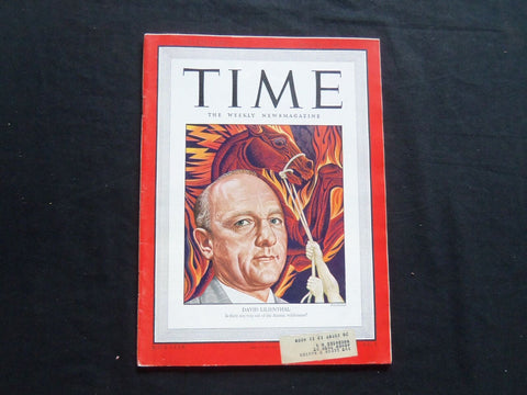 1947 AUGUST 4 TIME MAGAZINE - DAVID LILIENTHAL - T 1083