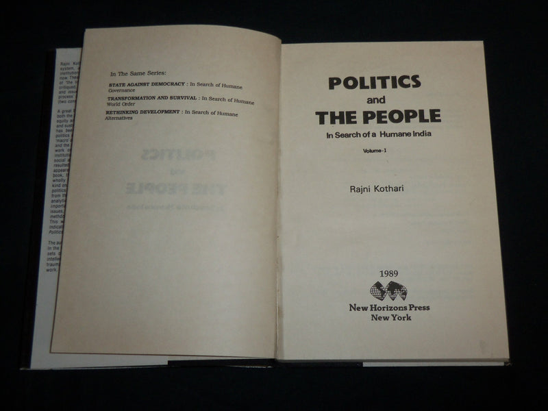 1989 POLITICS AND THE PEOPLE HUMANE INDIA BY RAJNI KOTHARI VOLUME 1 & 2- KD 6983
