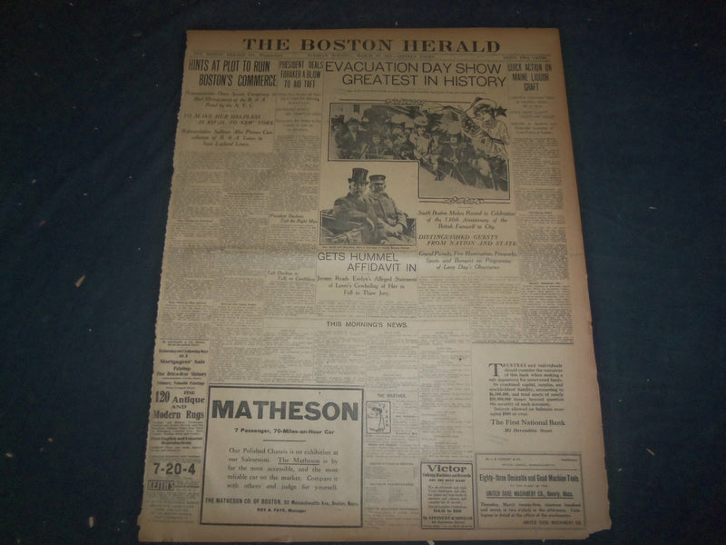 1907 MARCH 19 THE BOSTON HERALD - EVACUATION DAY SHOW GREATEST IN HISTORY- BH 13
