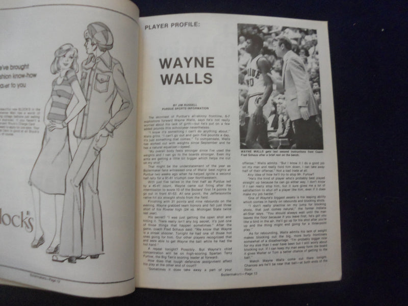 1976 JAN 26 COLLEGE BASKETBALL PROGRAM- PURDUE UNIV VS. MICHIGAN STATE- SP 1533R
