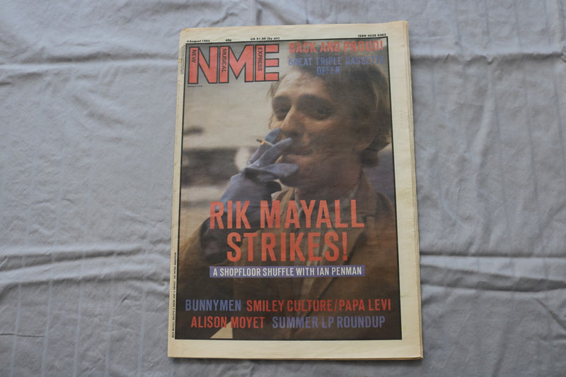 1984 AUGUST 4 NEW MUSICAL EXPRESS NEWSPAPER - RIK MAYAL STRIKES! COVER - NP 9277