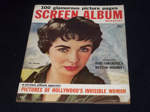 1954 AUGUST SCREEN ALBUM MAGAZINE - LIZ TAYLOR FRONT COVER - E 16514