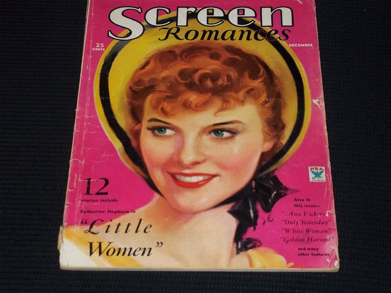 1933 DECEMBER SCREEN ROMANCES MAGAZINE - KATHARINE HEPBURN COVER - E 16569