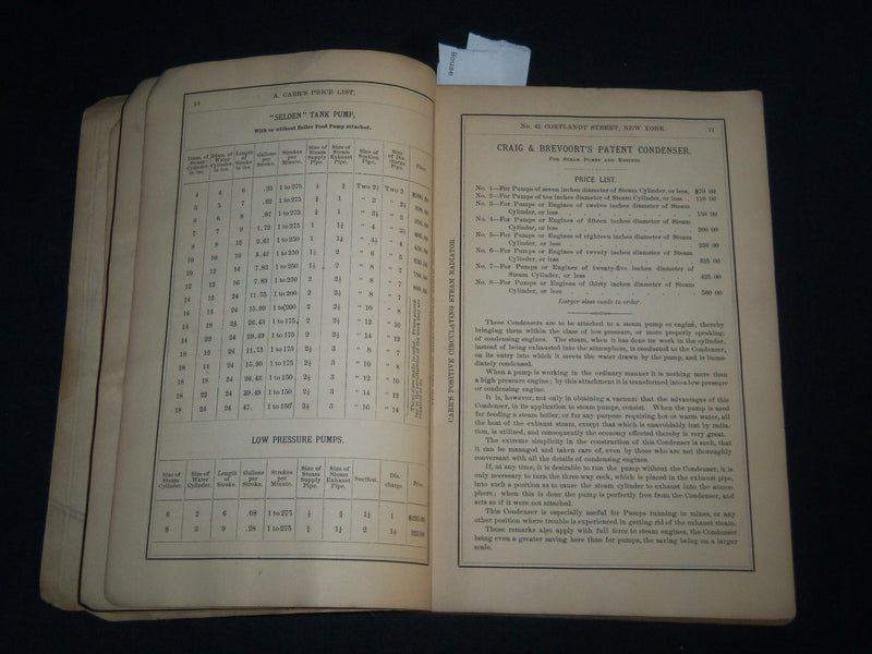 1874 A CARR WROUGHT IRON PIPE & FITTINGS PRICE LIST - NEW YORK - KD 5458