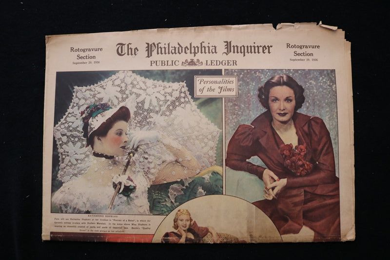 1936 SEP 20 PHILADELPHIA INQUIRER MAGAZINE - KATHARINE HEPBURN COVER - E 26334