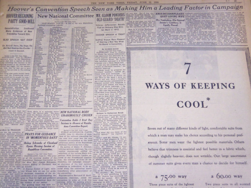 1935 JUNE 12 NEW YORK TIMES - REPUBLICANS NAME LANDON UNANIMOUSLY - NT 1936