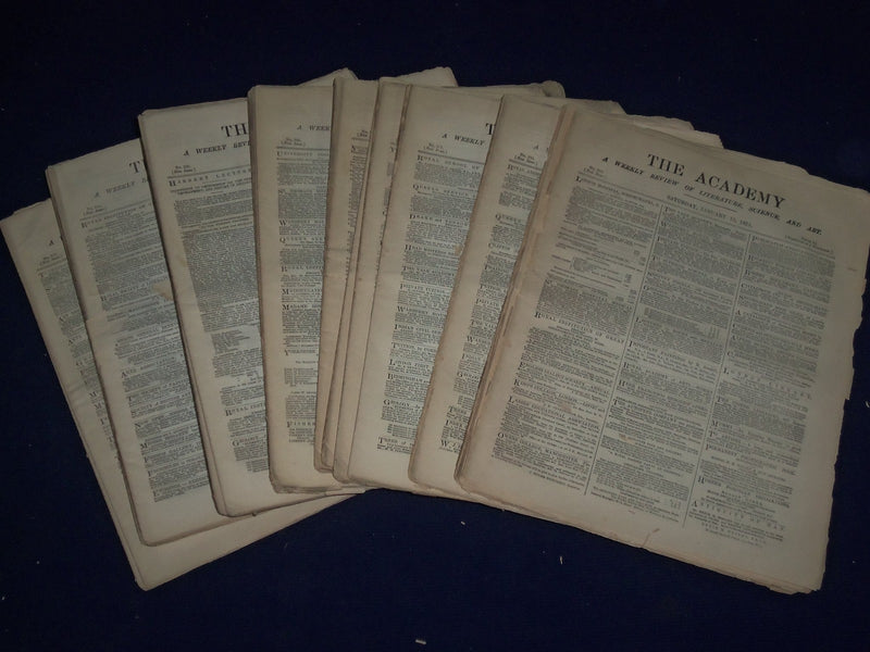 1878 THE ACADEMY WEEKLY REVIEW OF LITERATURE LOT OF 20 ISSUES - LONDON - O 2382