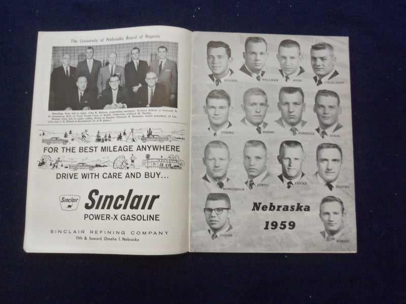 1959 OCTOBER 17 FOOTBALL PROGRAM - INDIANA UNIV VS. UNIV OF NEBRASKA - SP 5454O