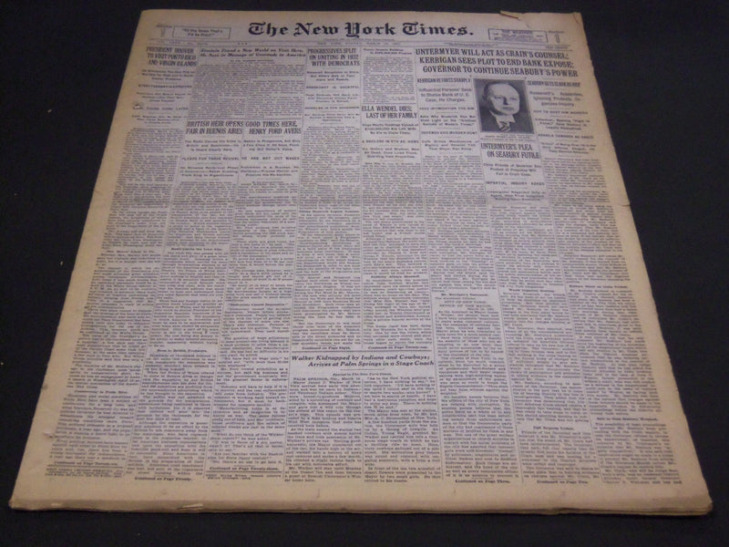 1931 NARCH 15 NEW YORK TIMES - ELLA WENDEL DIES, LAST OF HER FAMILY - NT 4996