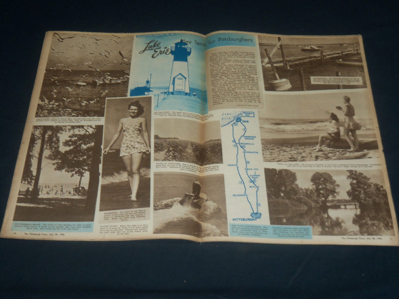 1946 JULY 28 THE PITTSBURGH PRESS SUNDAY ROTO SECTION - LAKE ERIE COVER- NP 4443