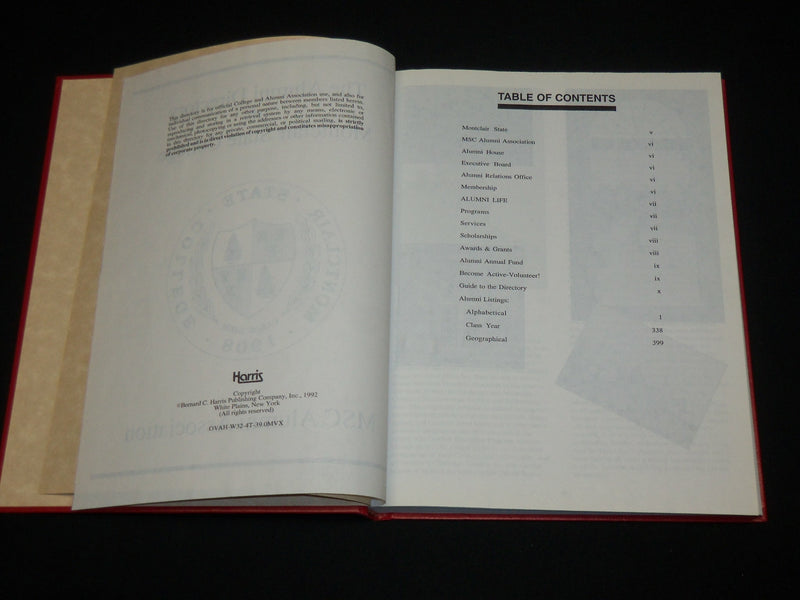 1992 MONTCLAIR STATE COLLEGE ALUMNI DIRECTORY BOOK - NEW JERSEY - KD 6349