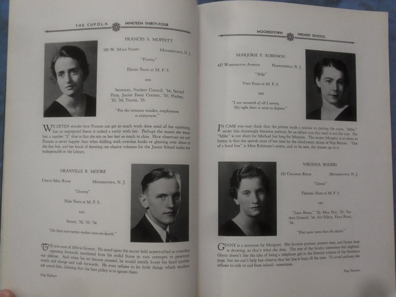 1934 THE CUPOLA MOORESTOWN FRIENDS' SCHOOL YEARBOOK - MOORESTOWN, NJ - YB 3383