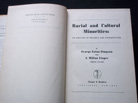 1953 RACIAL AND CULTURAL MINORITIES HARDCOVER BOOK BY SIMPSON & YINGER - KD 7583