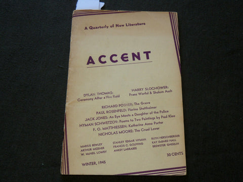 1945 WINTER ACCENT QUARTERLY - FIRE RAID BY DYLAN THOMAS - J 6168