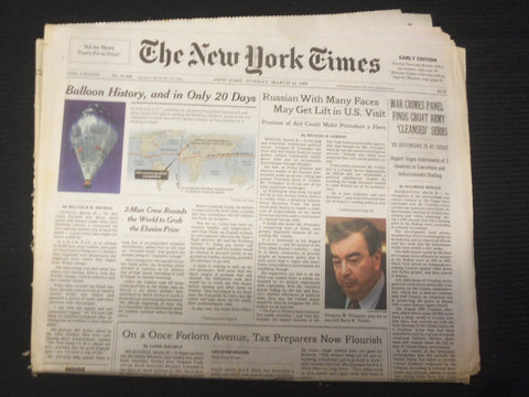 1999 MAR 21 NEW YORK TIMES NEWSPAPER - WAR CRIMES PANEL, CROAT ARMY - NP 6981
