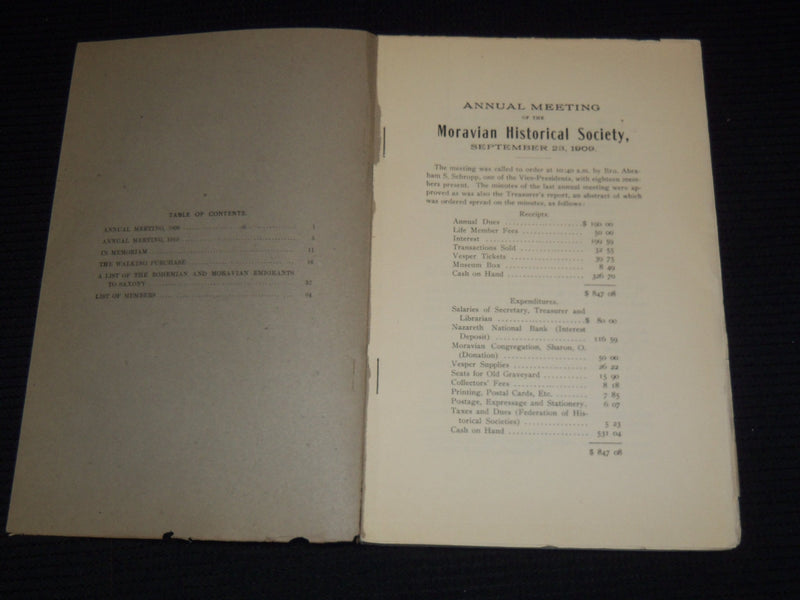 1902-1940 TRANSACTIONS OF THEMORAVIAN HISTORICAL SOCIETY LOT OF 15 - O 2930F