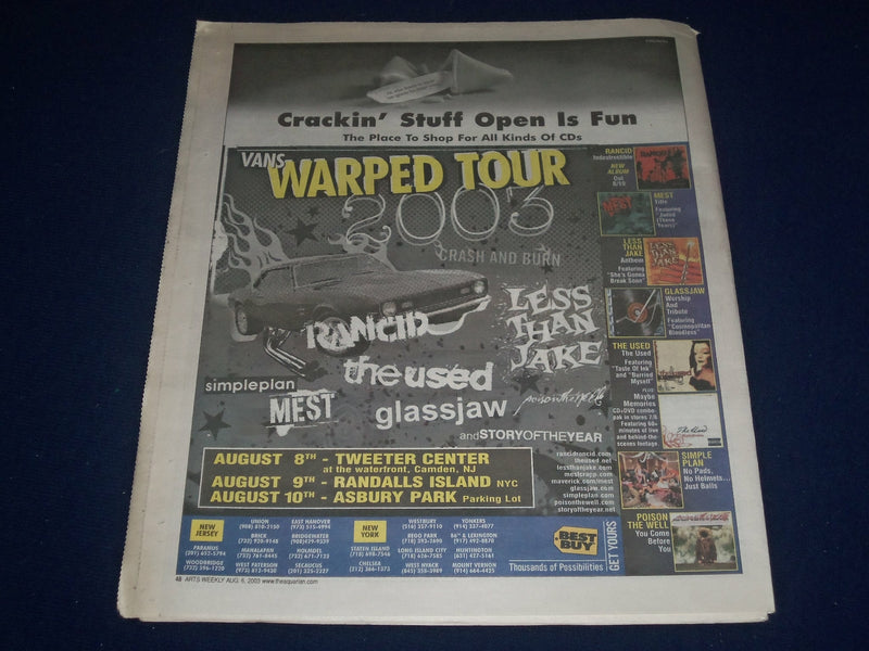 2003 AUGUST 6-13 AQUARIAN WEEKLY NEWSPAPER - BON JOVI COVER - J 1128