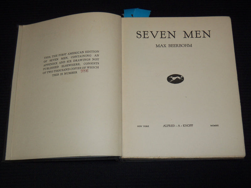 1920 SEVEN MEN HARDCOVER BOOK BY MAX BEERBOHM #986 - KD 7853