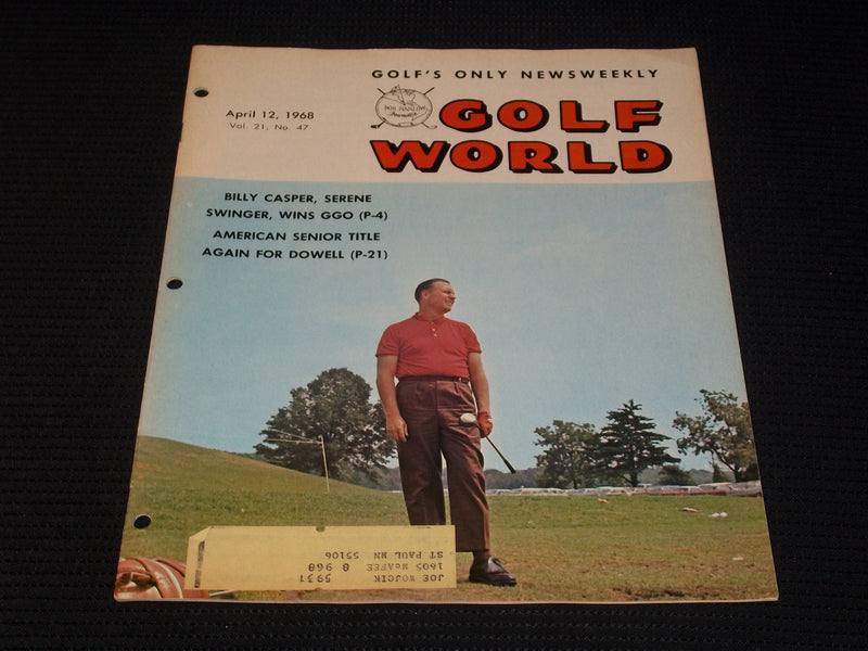 1968 APRIL 12 GOLF WORLD MAGAZINE - BILLY CASPER FRONT COVER - E 7194