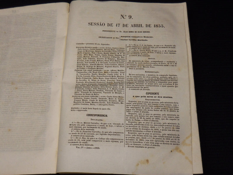 1855 APRIL-MAY DIARIO DA CAMARA DOS DEPUTADOS BOUND VOLUME - LISBOA - KD 2016I
