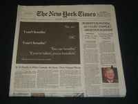 2020 JUNE 30 NEW YORK TIMES - ROBERTS IS PIVOTAL COURT TOPPLES ABORTION BARRIER