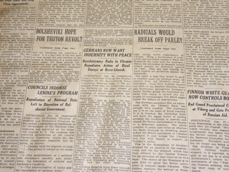 1918 JANUARY 28 NEW YORK TIMES - KUEHLMANN ASSAILS BOLSHEVIKI - NT 7931