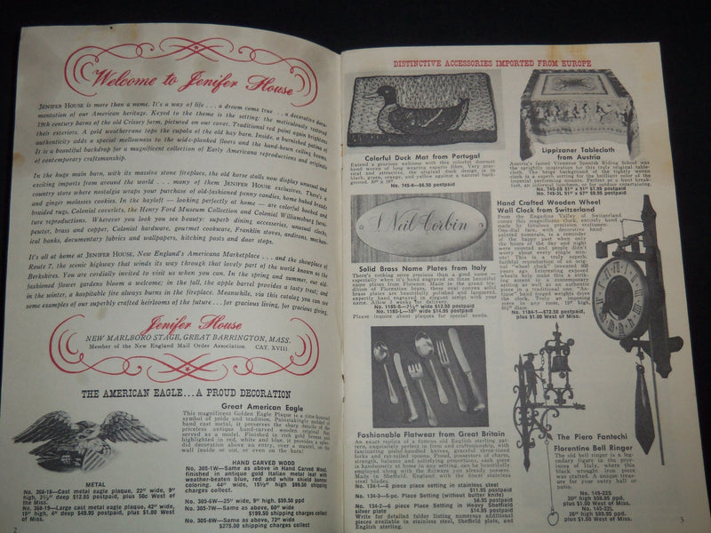 1970'S JENIFER HOUSE NEW ENGLAND AMERICANA MARKETPLACE CATALOG - J 9148