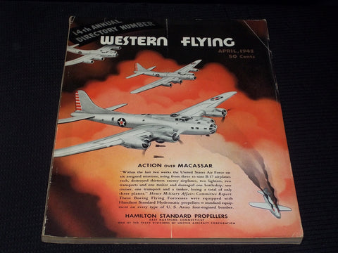 1942 APRIL WESTERN FLYING MAGAZINE - MACASSAR ACTION FRONT COVER - E 5159