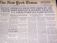 1941 MAY 22 NEW YORK TIMES - GERMAN'S POUR INTO CRETE BY AIR - NT 1455