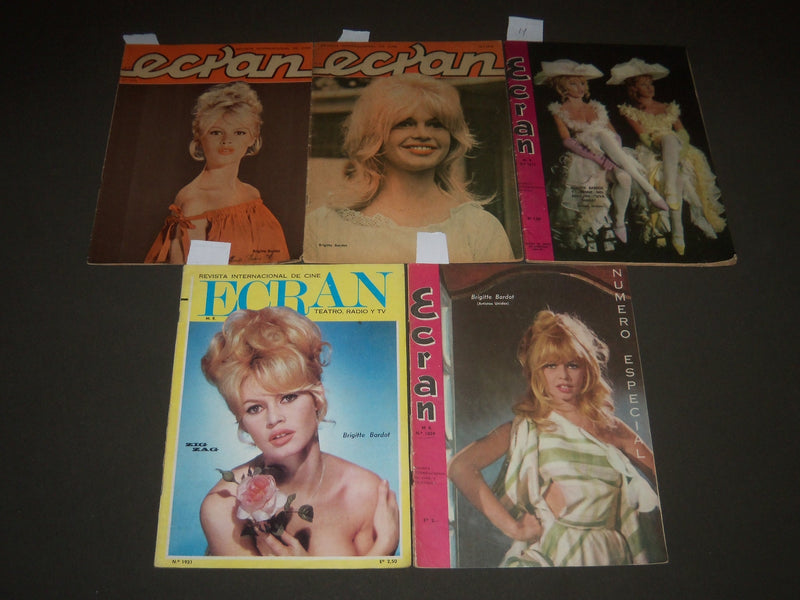 1961-1968 BRIGETTE BARDOT - ECRAN SPANISH MAGAZINES LOT OF 5 - O 2361K